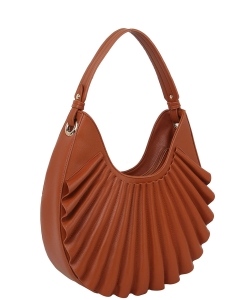 Ruffle Fashion Hobo Handbag D-0636 BROWN